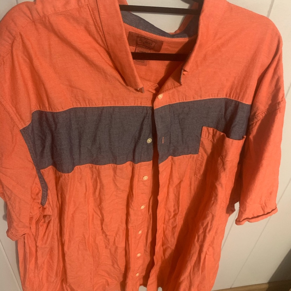 Orange and grey short sleeve dress shirt